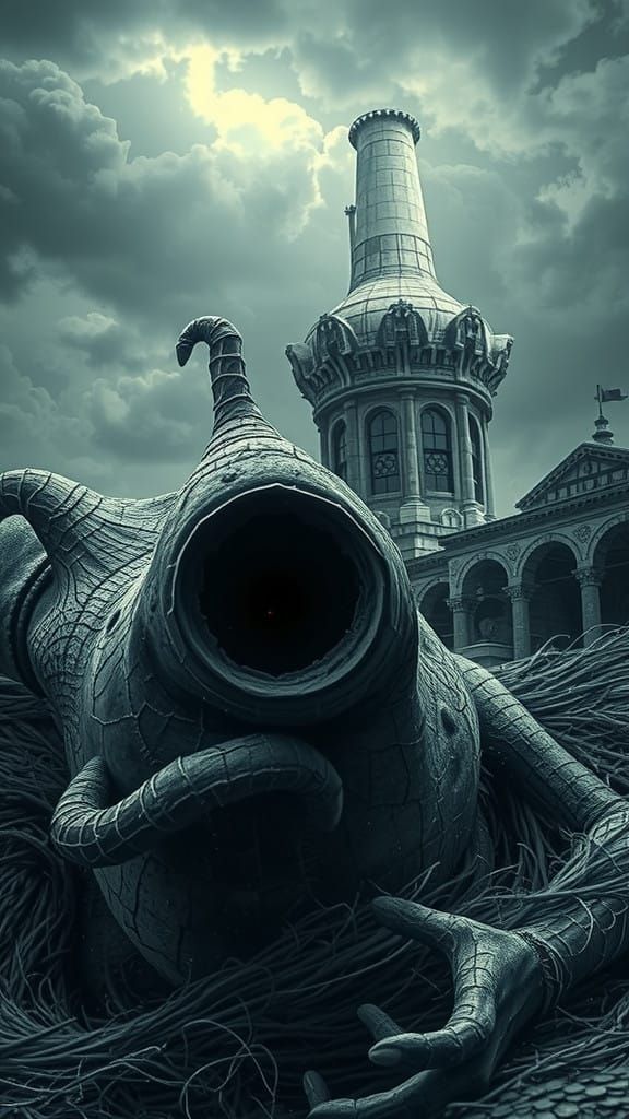 Eerie Portrait in Monochromatic Noir