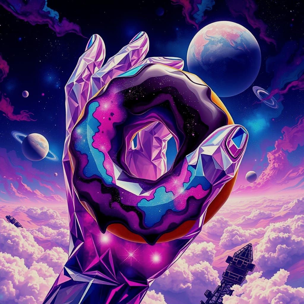 Cosmic Doughnut Conquest in Vibrant Crystal Hand