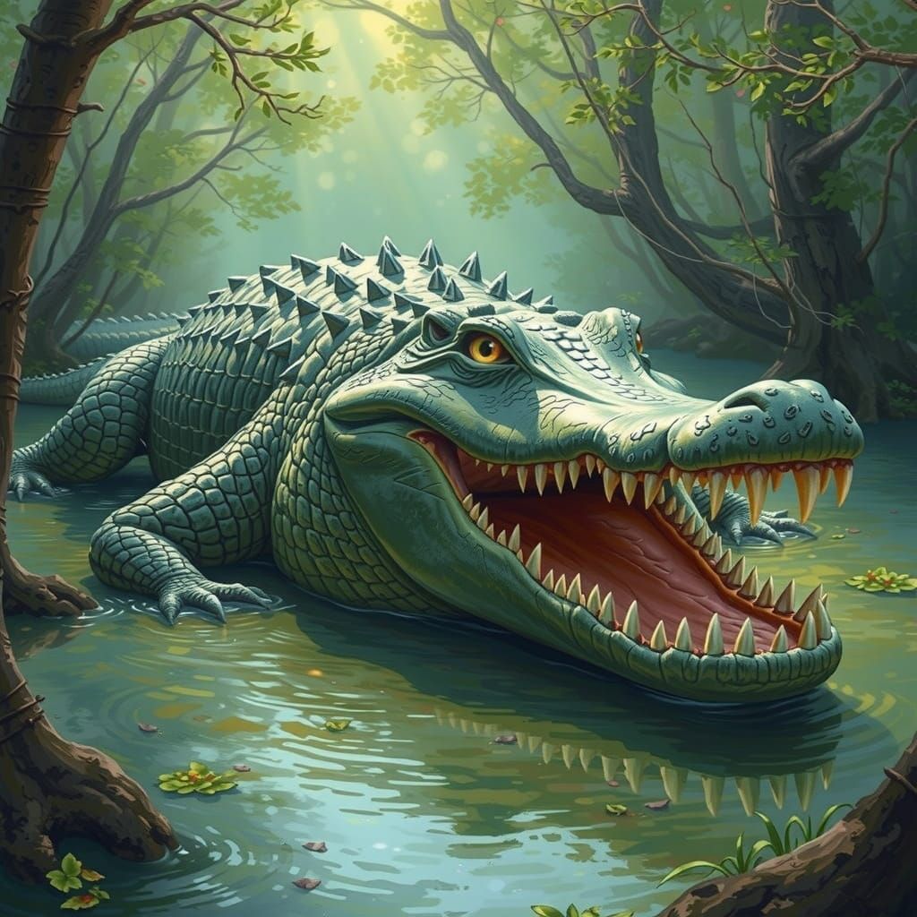 Angry Saltwater Crocodile Portrait
