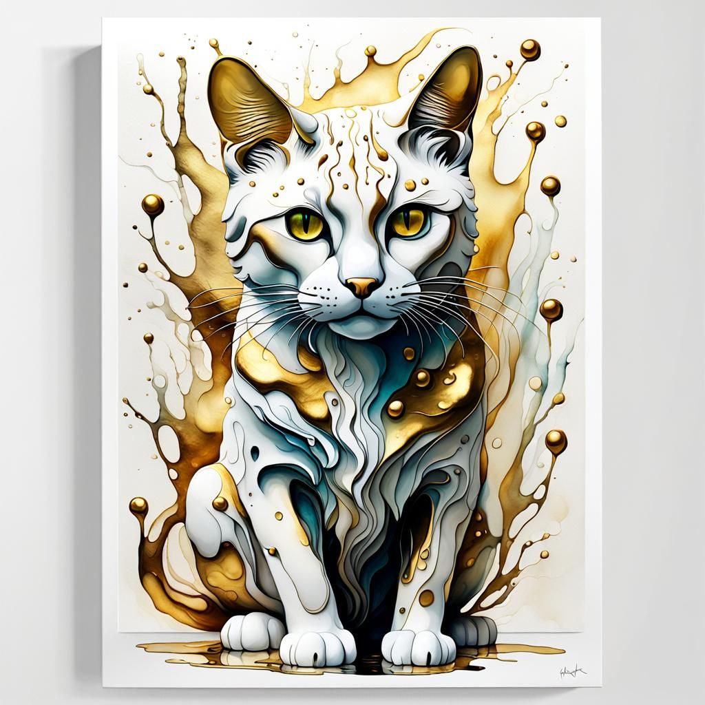 Majestic Feline in 3D Abstract Expressionism