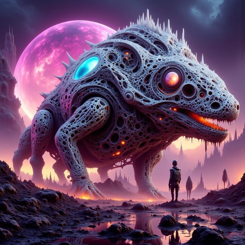 Radioactive Armadillo in Dystopian Sci-Fi Landscape