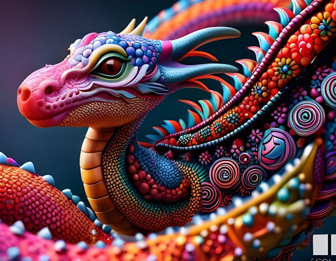 Psychedelic Bubble Dragon in Detailed Photography