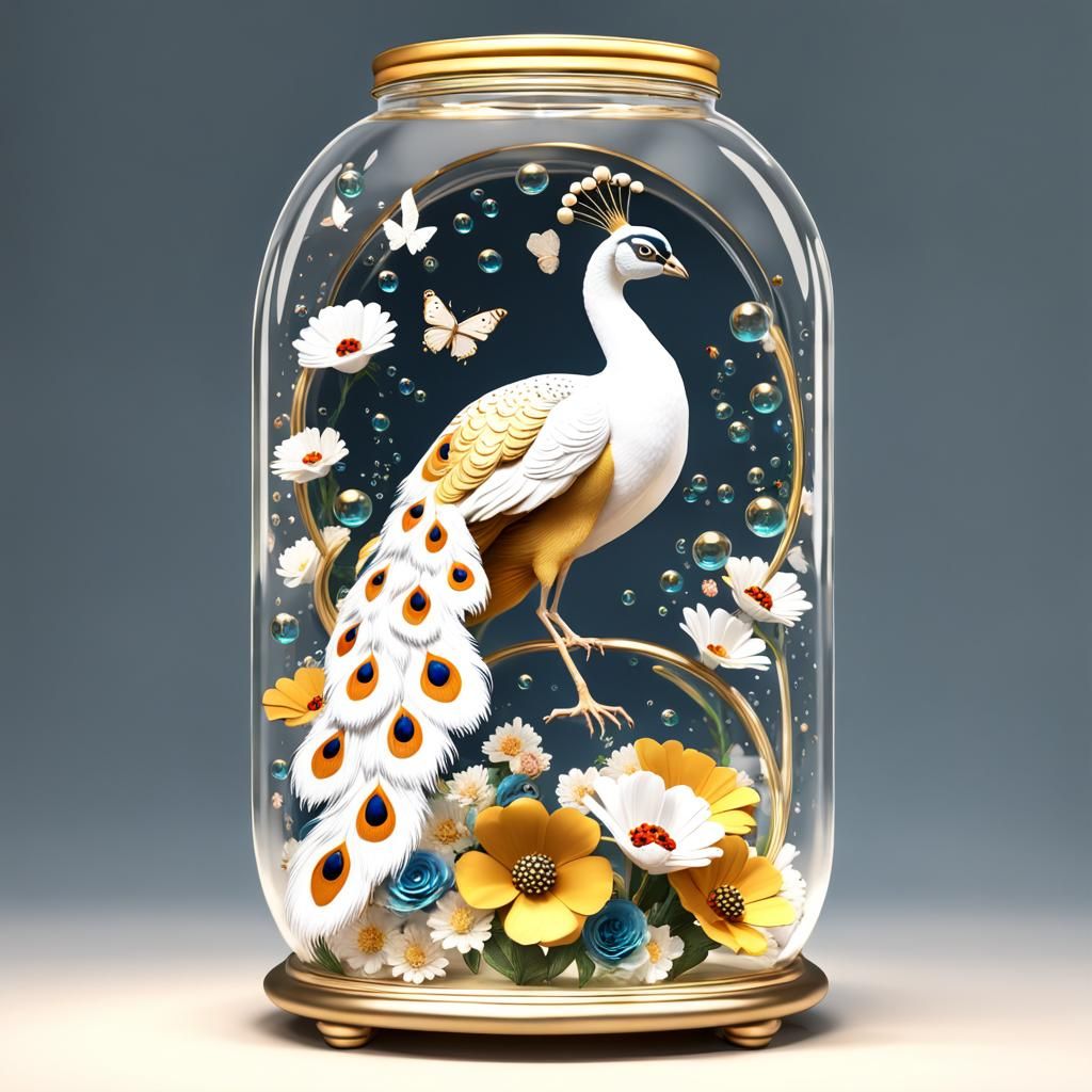 Peacock in a Jar: 3D Render