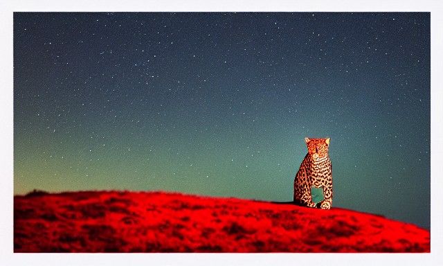 Red Leopard Gazing at the Night Sky