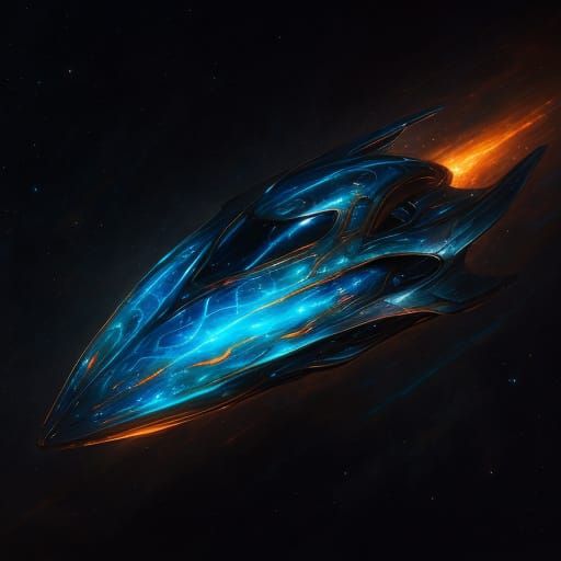 Futuristic Spaceship with Bioluminescent Hull