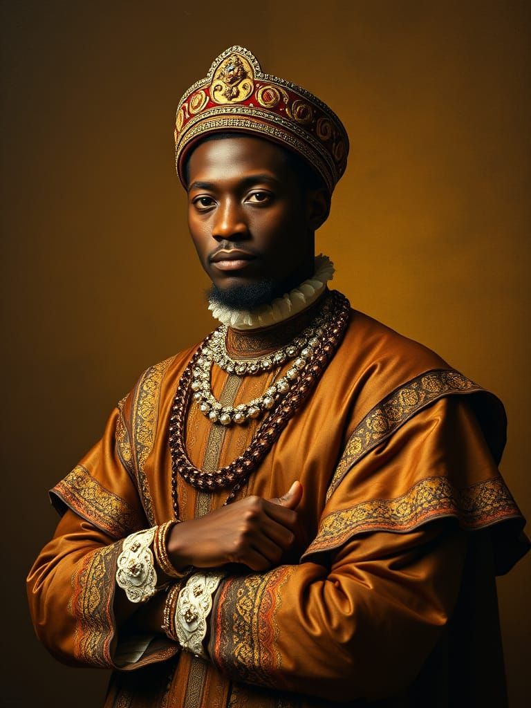 African American Nobleman in Renaissance-Inspired Attire, Le...