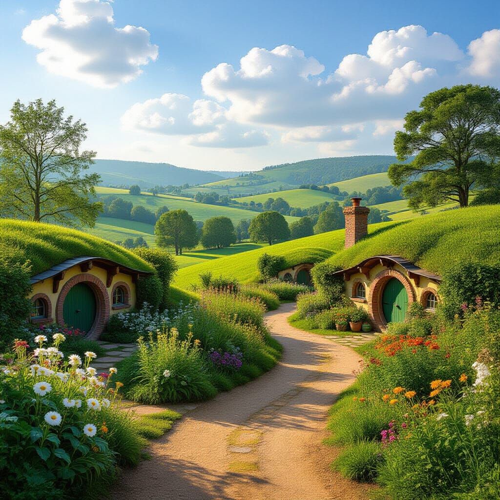 Idyllic Hobbit Landscape Inspired by Impressionism