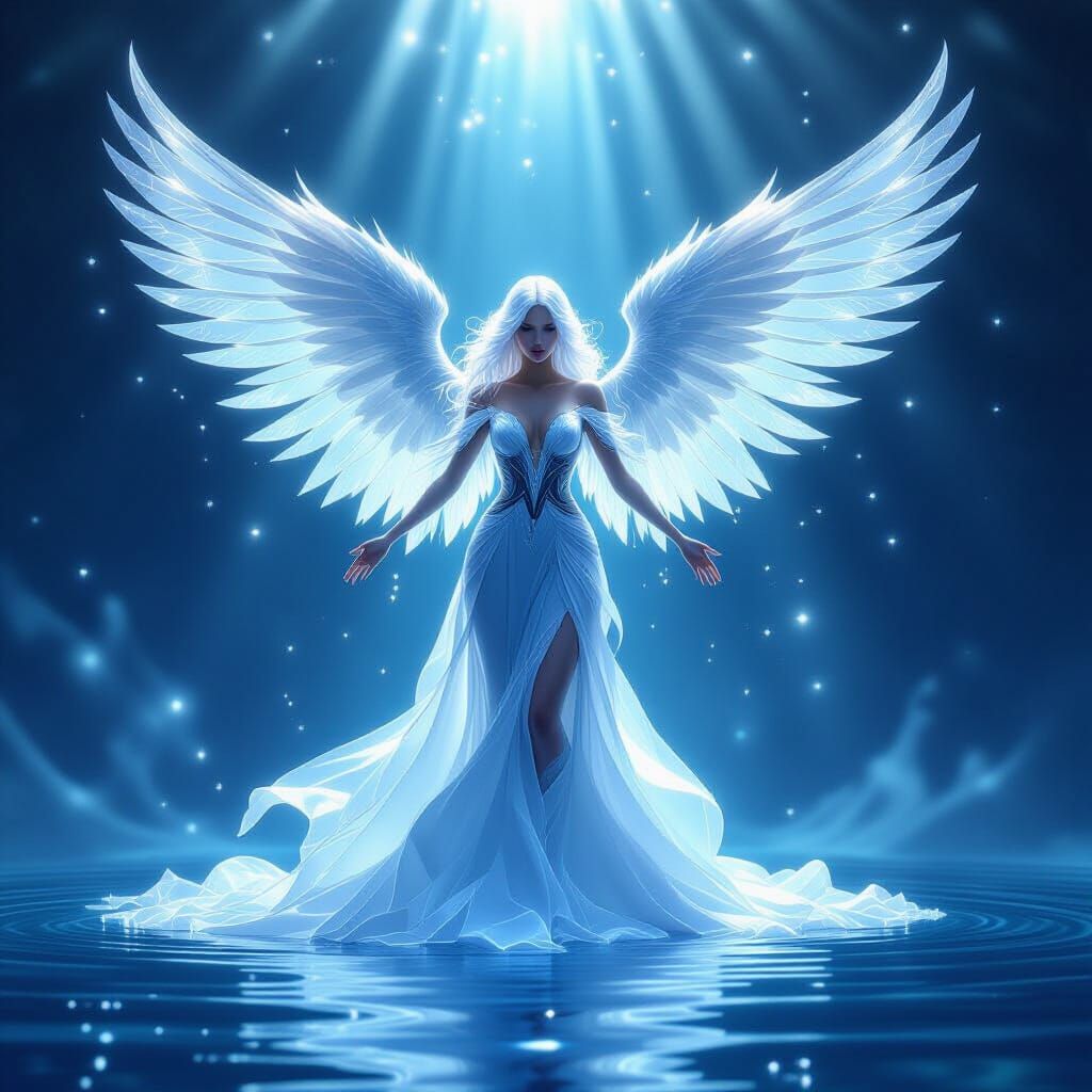 Angel of Water: Crystalline Figure in Ethereal Light