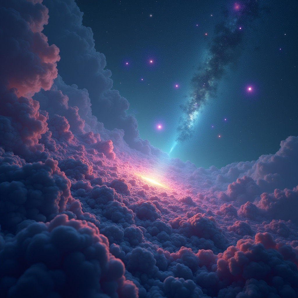 Ethereal Cosmic Galaxy with Swirling Nebulae