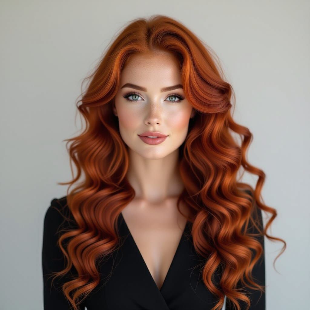 Beautiful Scotland Woman with Striking Red Curly Hair
