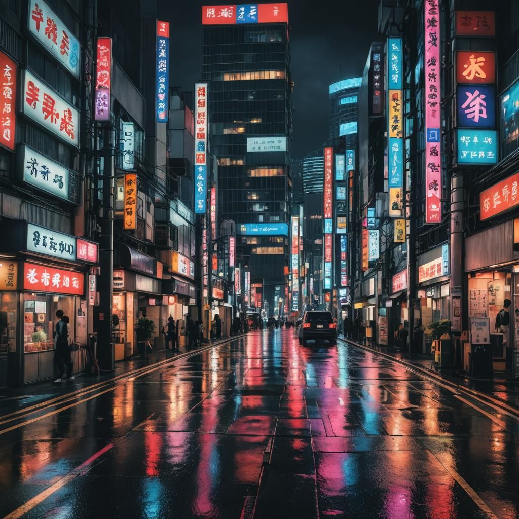 Tokyo Cityscape at Dusk: Neon Reflections in HDR