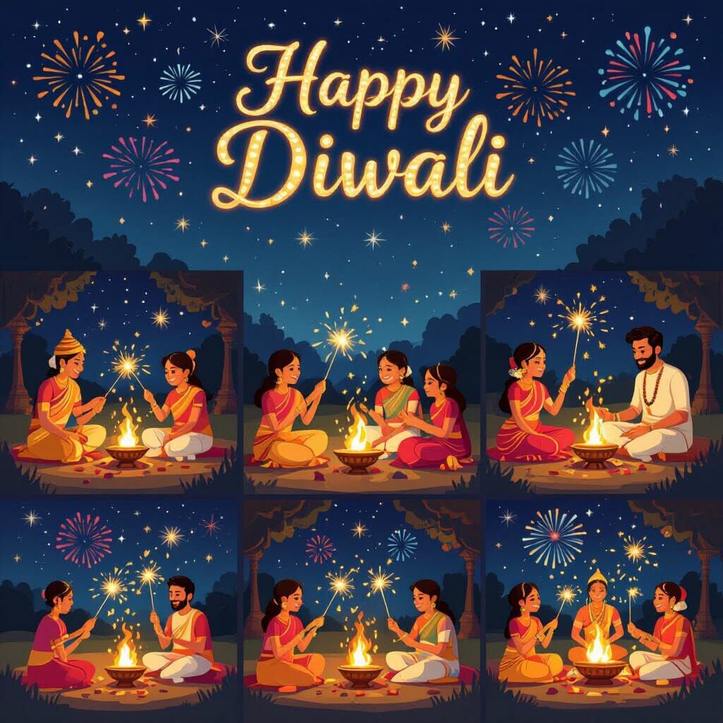 South Indian Diwali Celebration GIF Frames with Fireworks