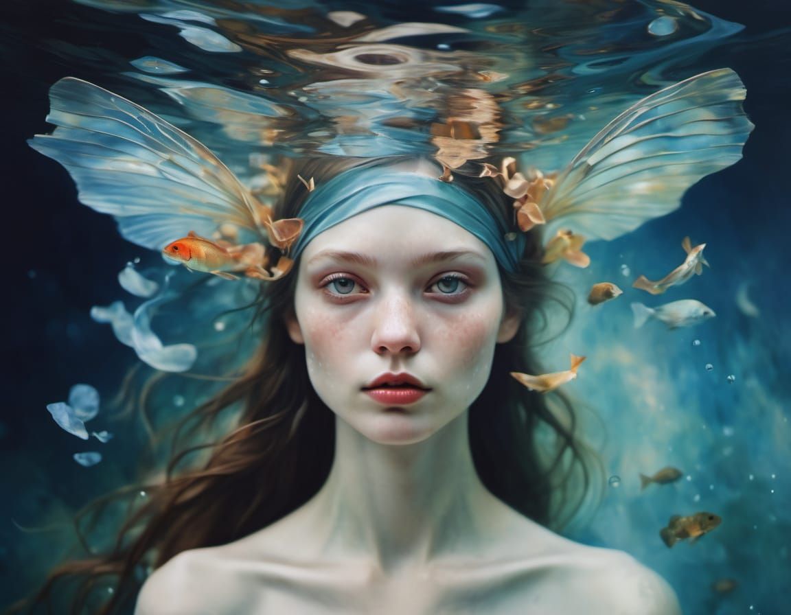 Ethereal Water Sprite in Contemporary Figurative Style