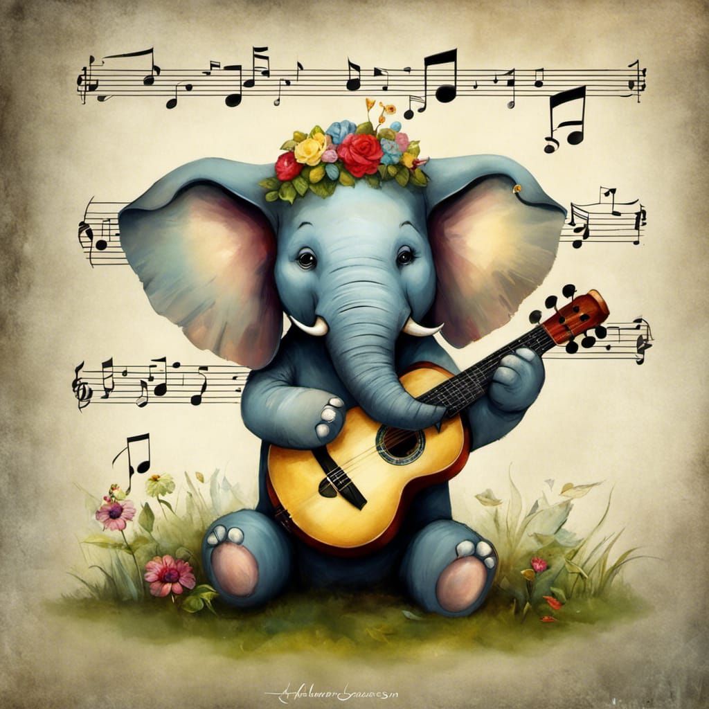 An Elephant Playing Guitar