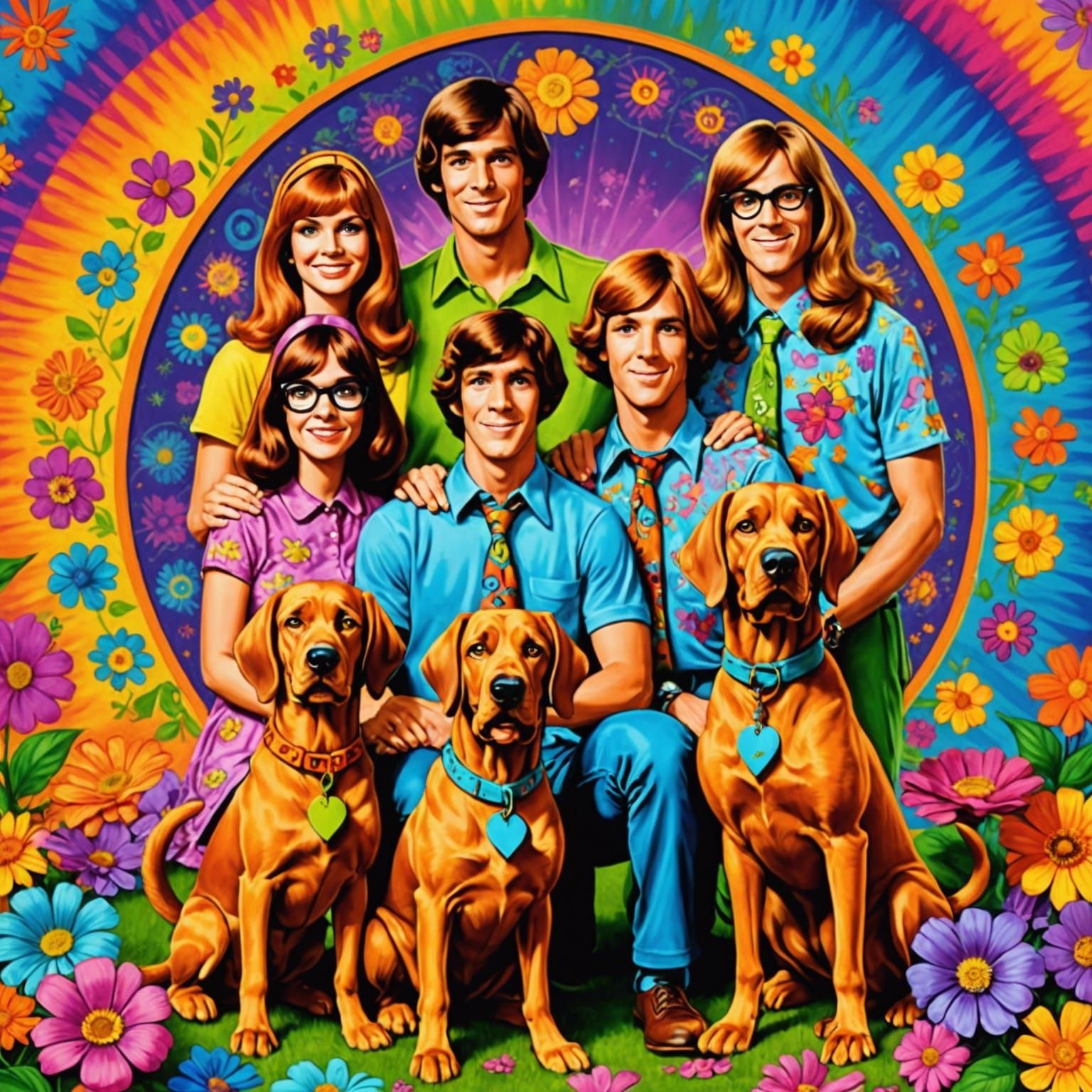 Scooby Doo Gang in Psychedelic 60s Art