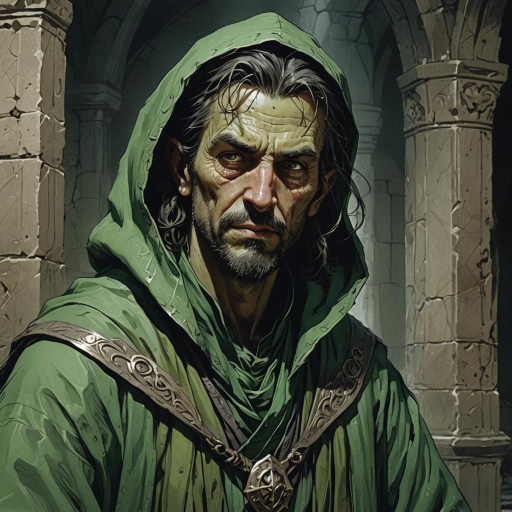 Crazy Mage Portrait in Desolated Hall