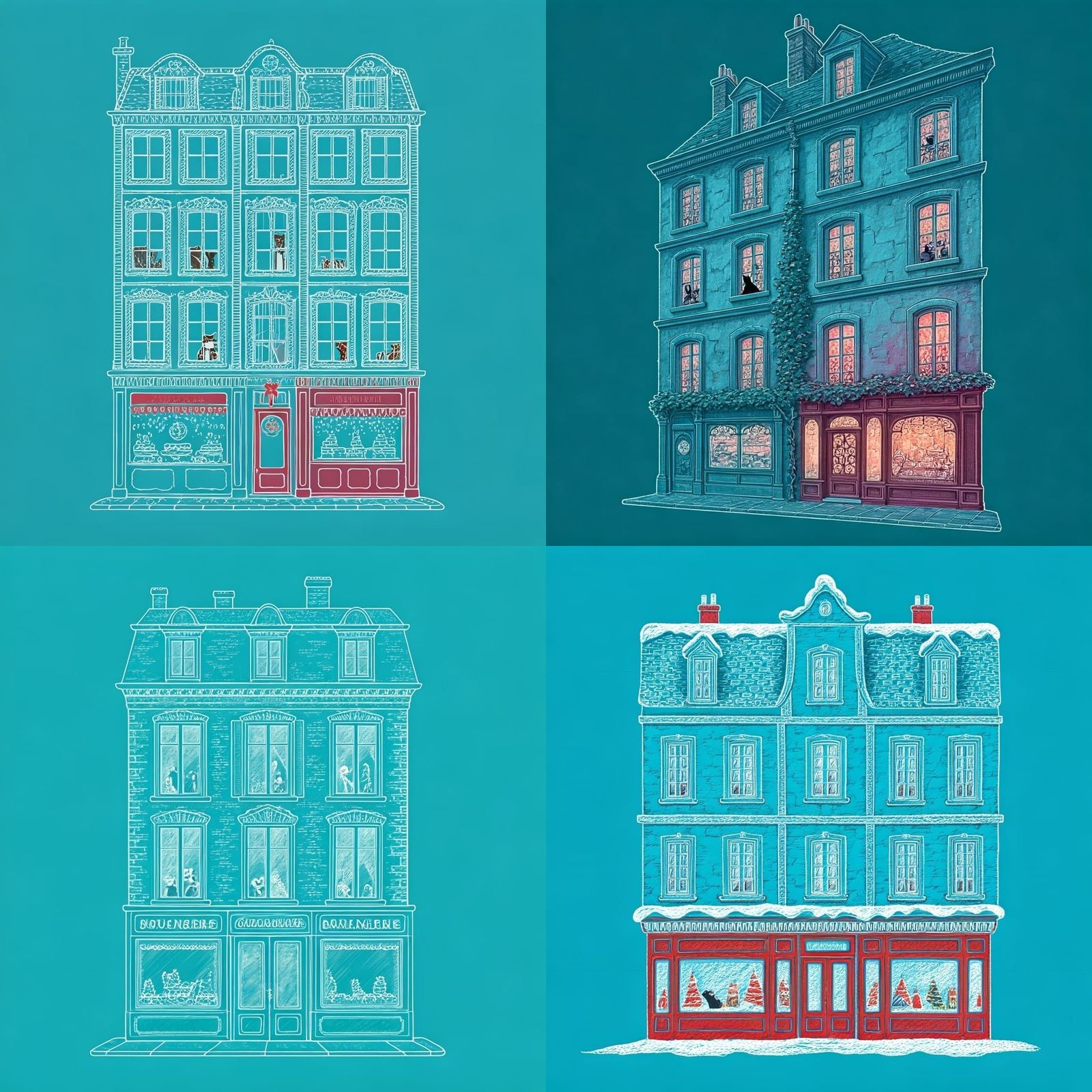 Chalk Drawing of Old Boulangerie Facade