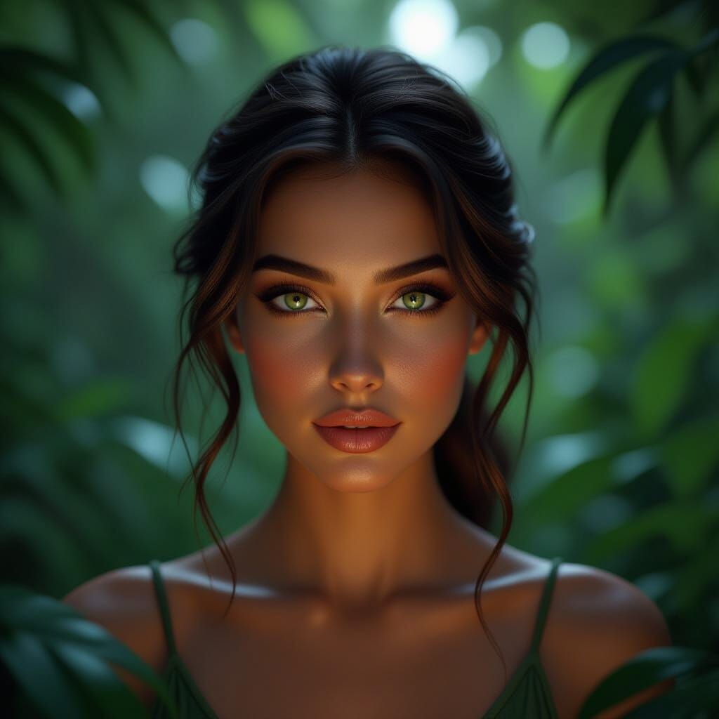 Woman in Jungle: Hyperrealistic Portrait in 8K