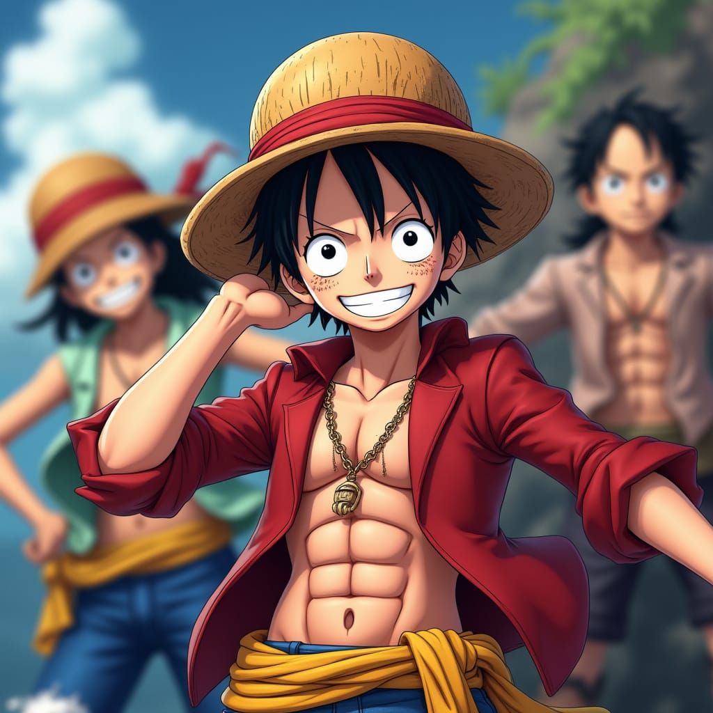 Vibrant One Piece Crew in 3D Anime Style
