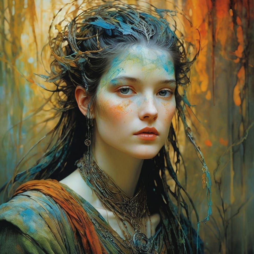 Entangled Mystical Landscape in Vibrant Colors