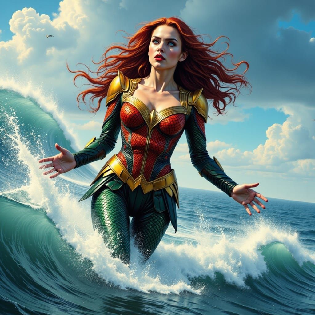 Ethereal Aquawoman Emerges from the Depths in Cinematic Grap...