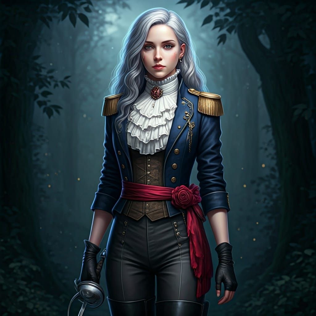 Aristocratic Fencer Portrait in Rococo Military Style