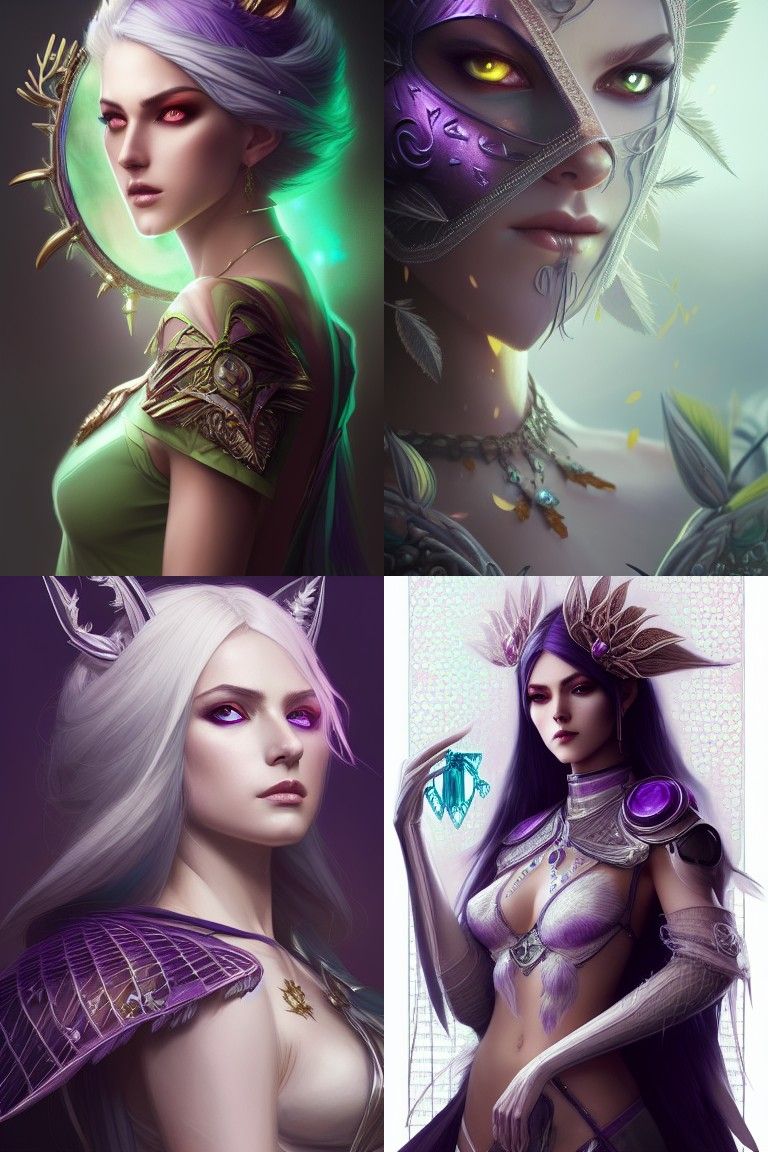 Beautiful Sinister Fox Goddess with Floral Breastplate