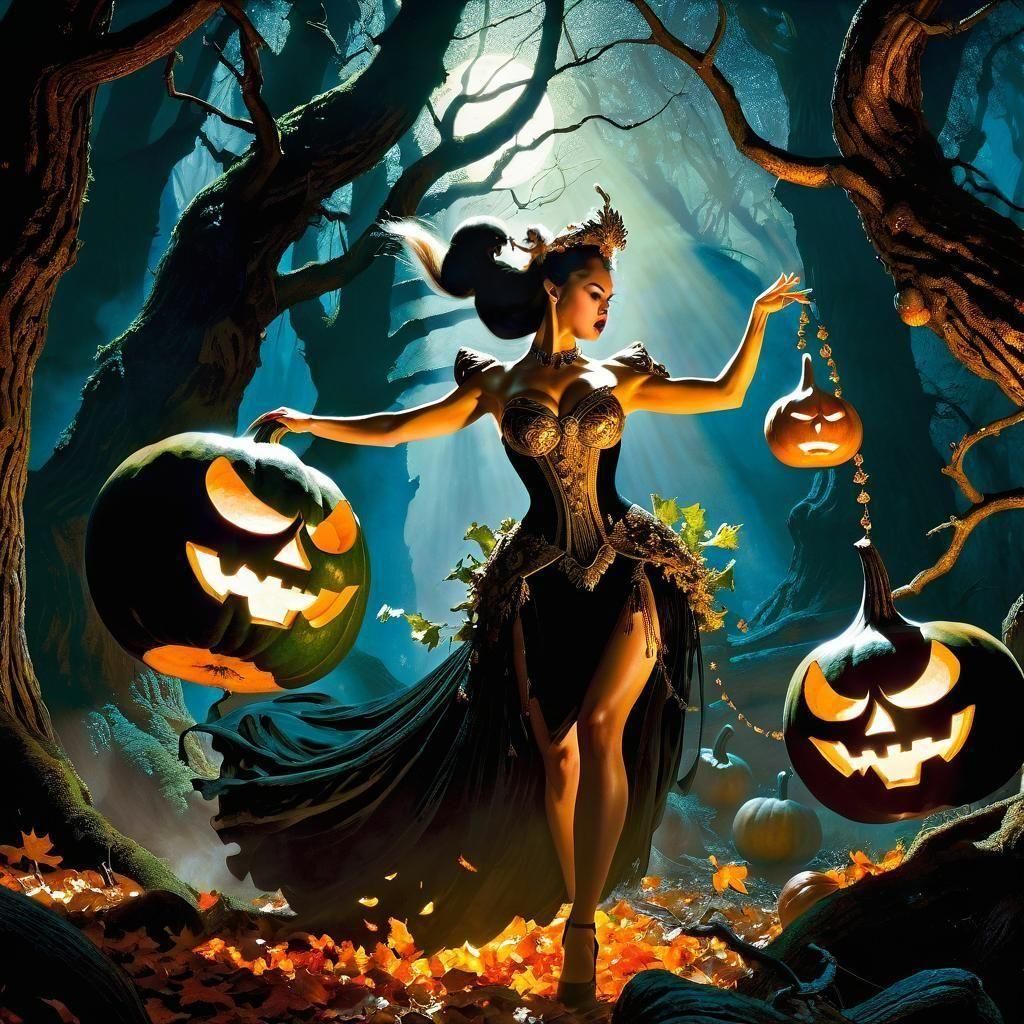 Woman Kicking Gourd in Frazetta Style