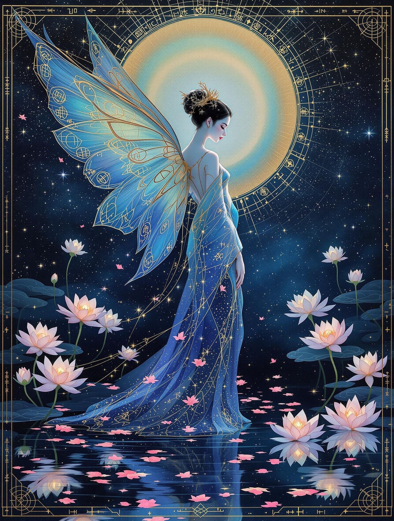 East Asian Fairy in Midnight Lotus Halo
