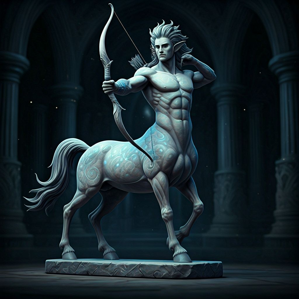 Elegant Centaur Statue with Blue Inlays