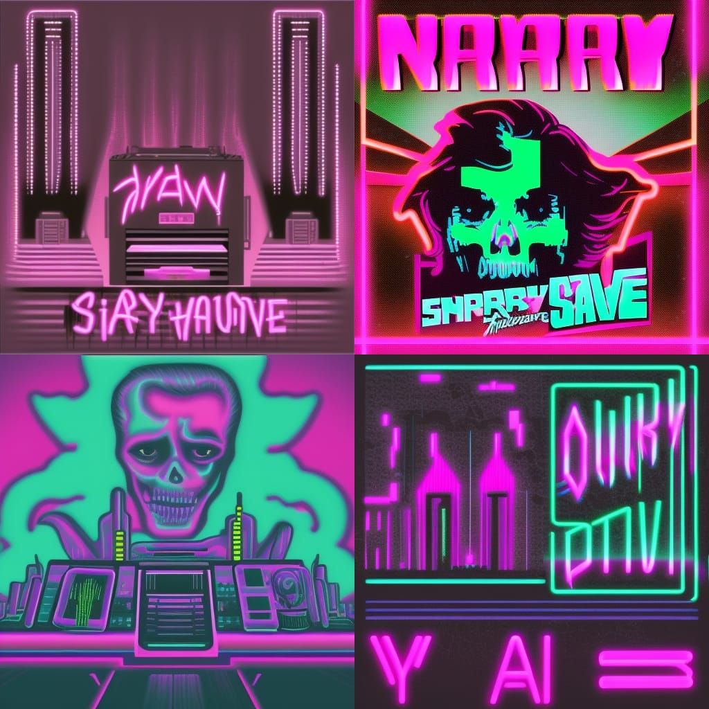 Scary Scene in Synthwave Neon Retro Style