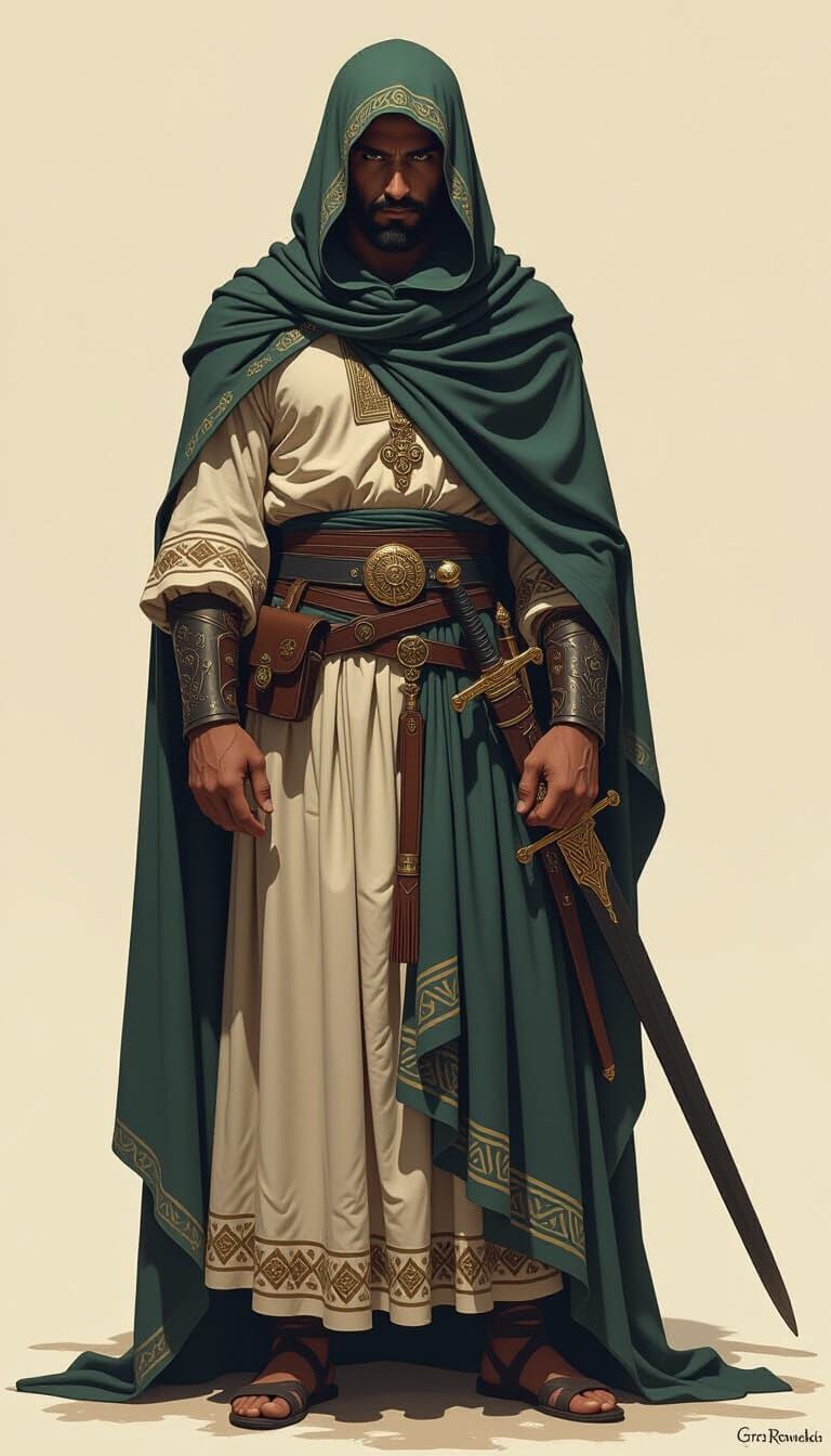 Medieval Arab Warrior in Dark Realism Style