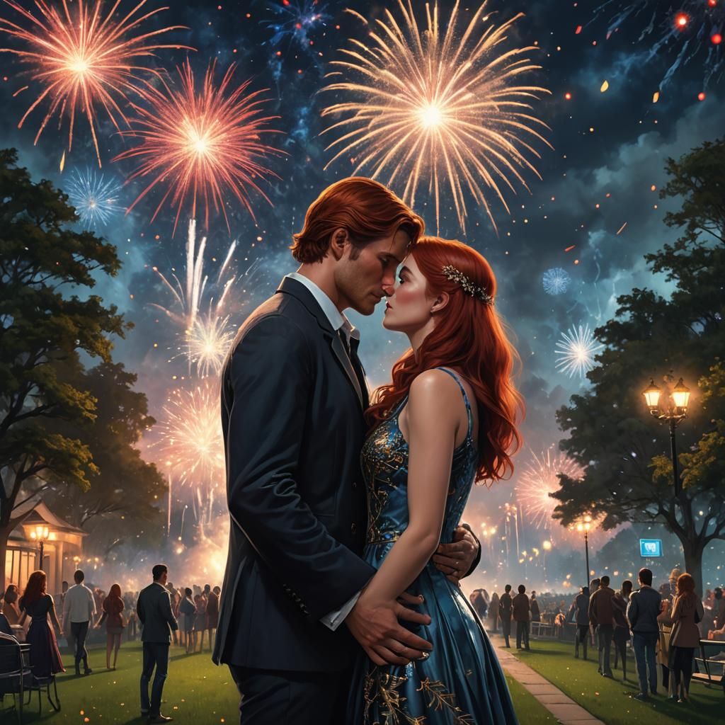 Romance Book Cover: Fireworks in the Park