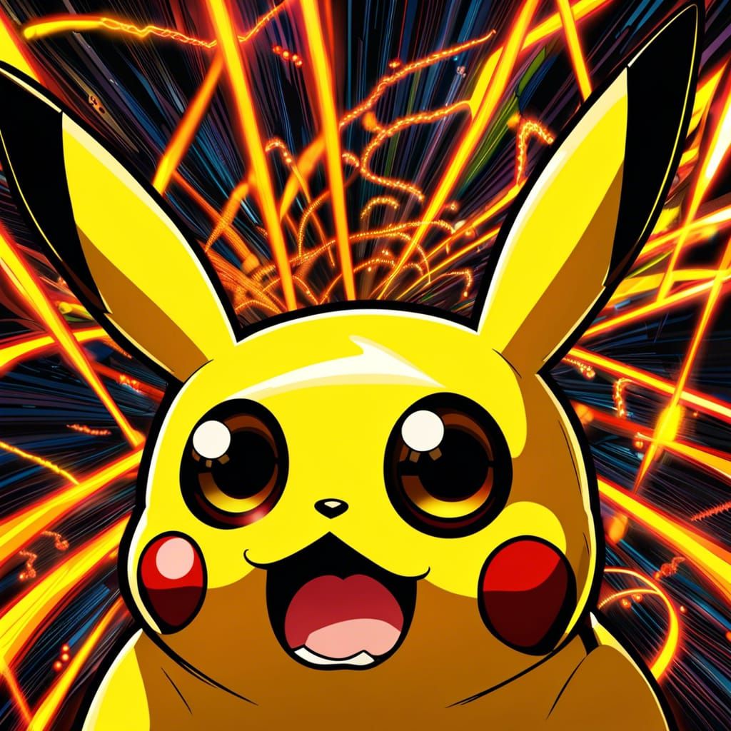 Shocked Pikachu Anime Portrait in Manga Style
