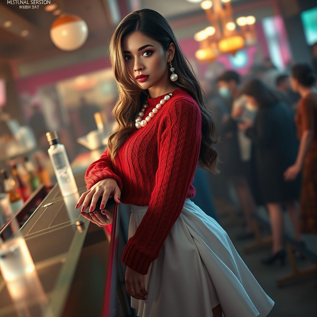 Elegant Brunette Portrait in Jewel Tones, Matte Painting Sty...