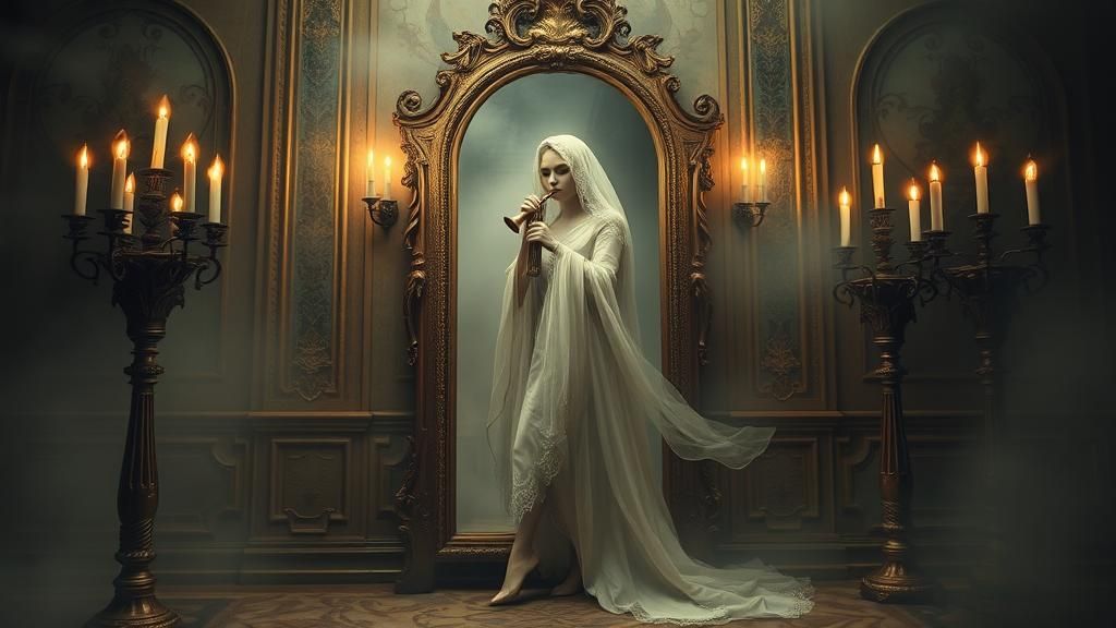 Ethereal Ghost Trumpeter in Surrealist Style