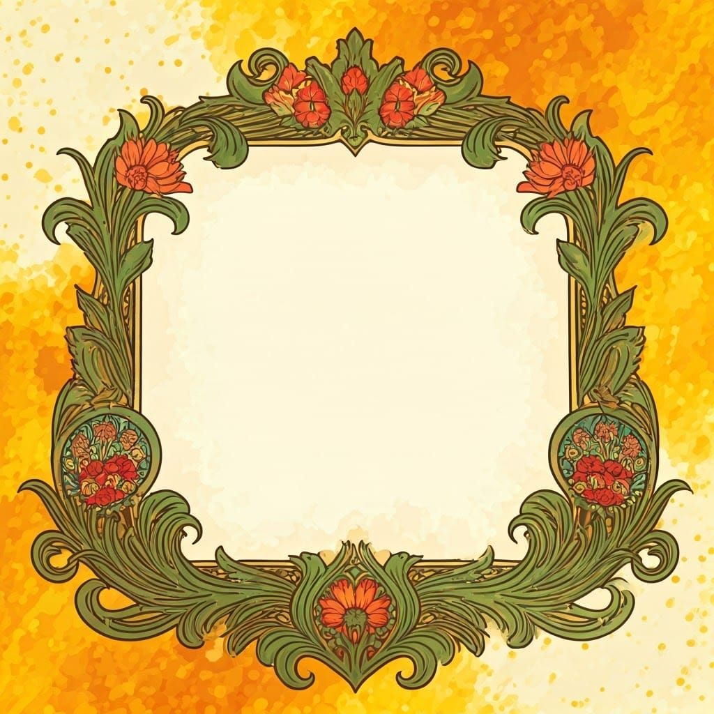 Elegant Cream Floral Envelope in Art Nouveau Impressionist S...