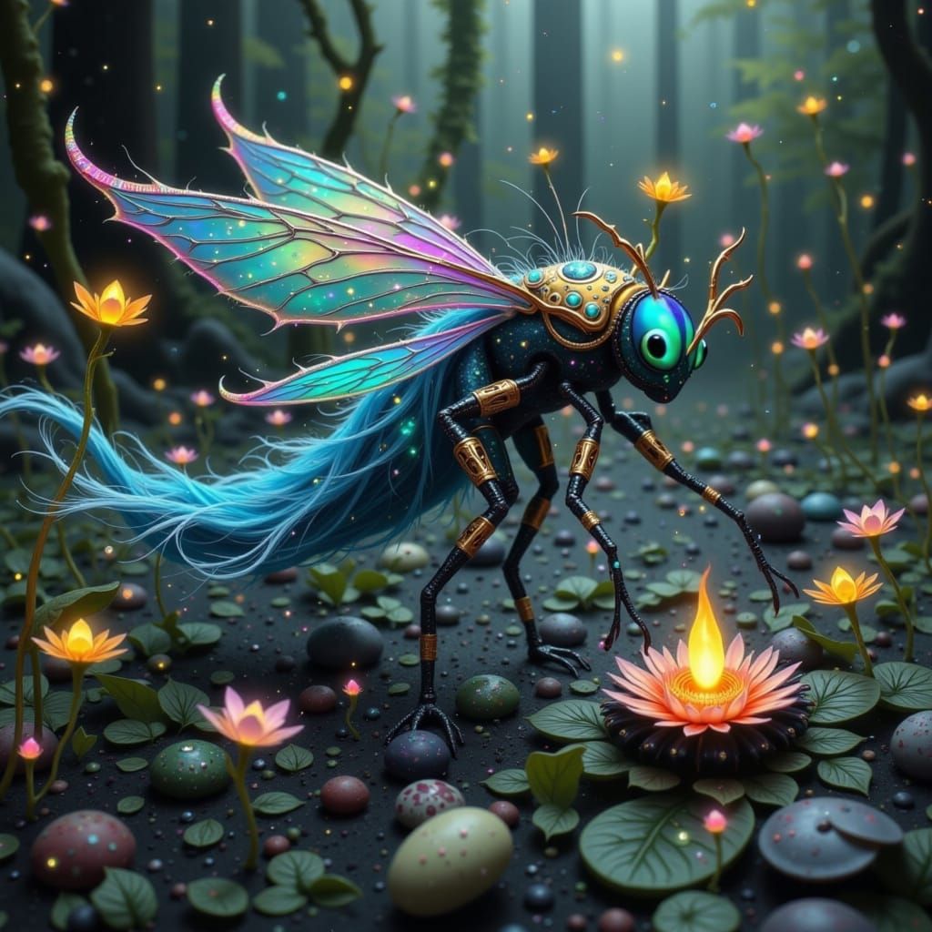 Mystical Firefly in a Swarm, Digital Art