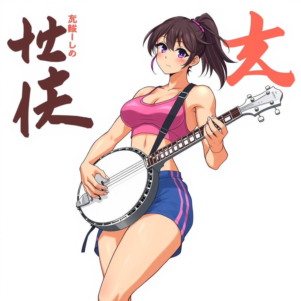 Japanese Bodybuilder Plays Banjo in Anime Style
