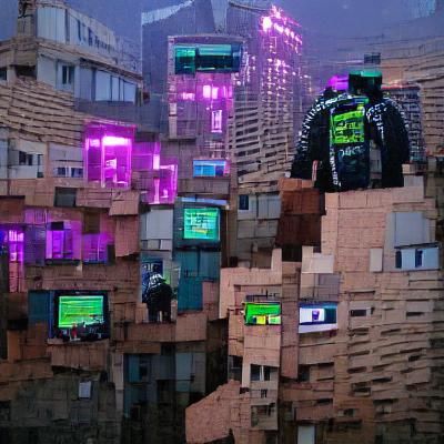 Cyberpunk Minecraft World in Digital Art Style