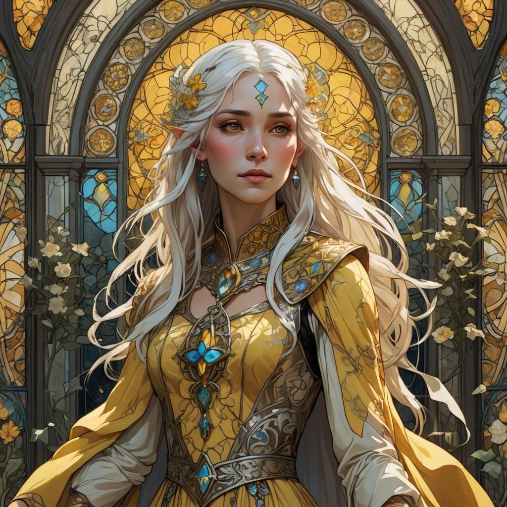 Changeling Cleric Portrait in Art Nouveau Style