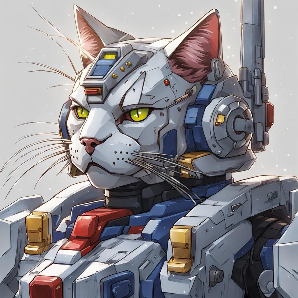 Detailed Cat Gundam Illustration