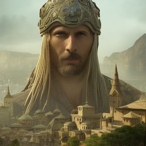 Dramatic Stoic Bulgarian in Digital Matte Painting
