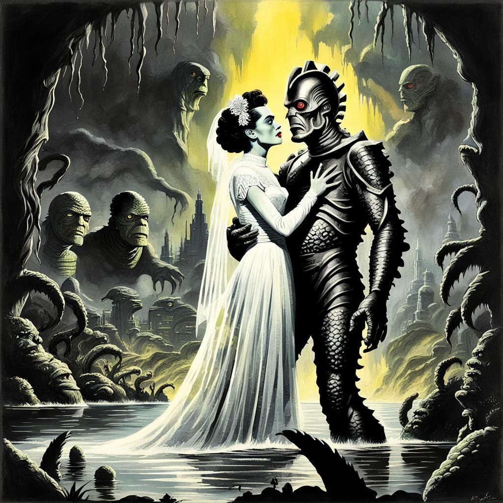Creature From The Black Lagoon and Bride Poster