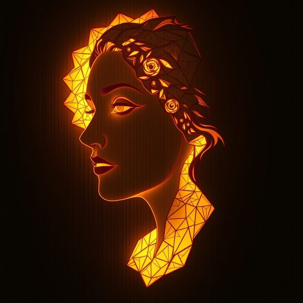 Carved Wooden Bust Portrait in Rotoscoped Style