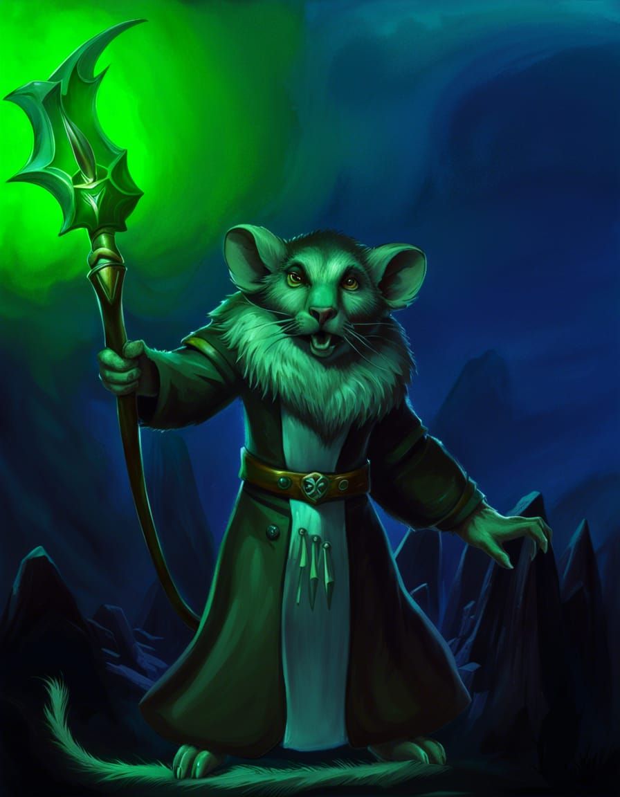 Skaven Grey Seer Portrait with Green Magic