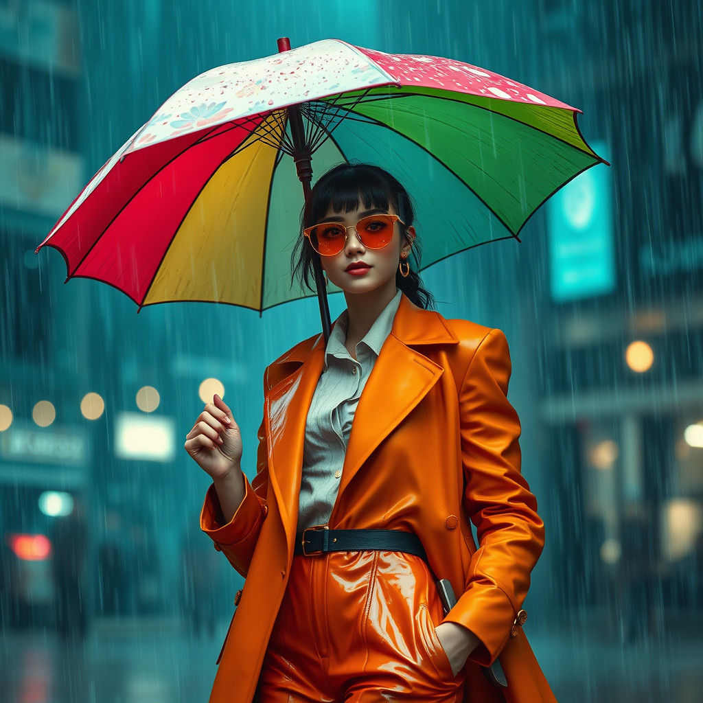 Fashionista in Rainstorm: Fantasy Concept Art