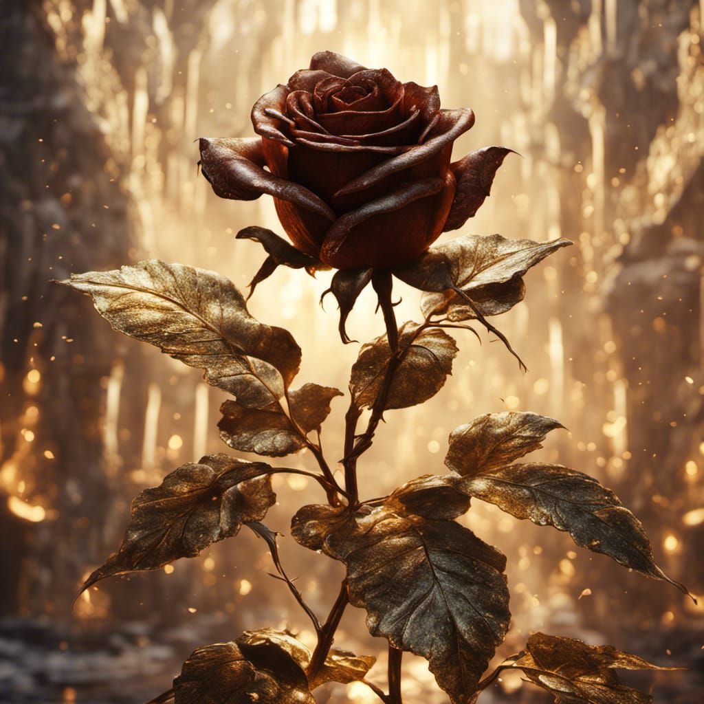 Detailed Golden Rose Matte Painting