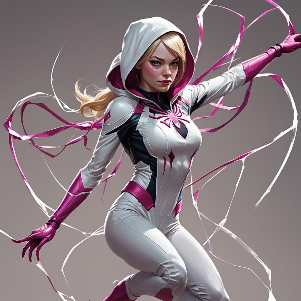 Spider-Gwen Concept Art in Dynamic Action