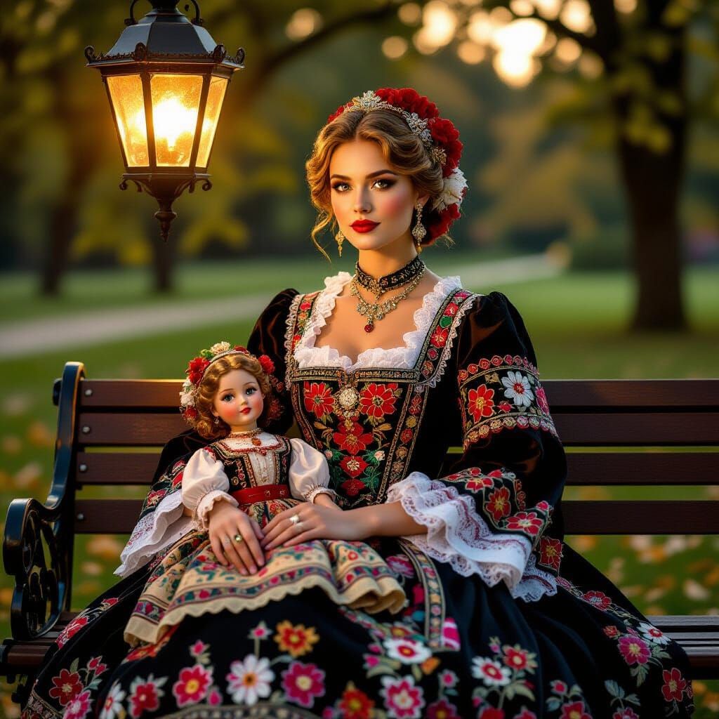 Woman with doll
